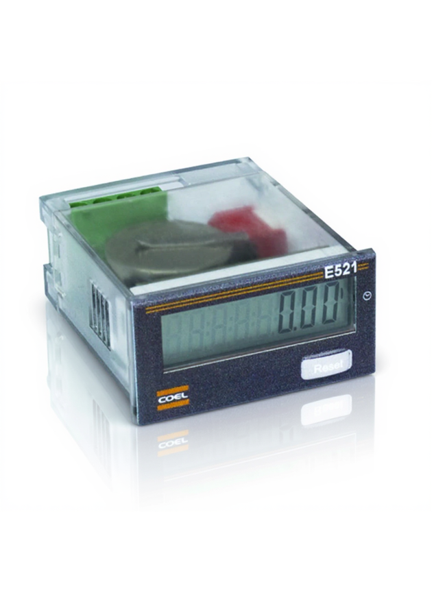 Totalizador de Horas E-521 COEL - LCD 8 Dígitos, Controle Industrial
