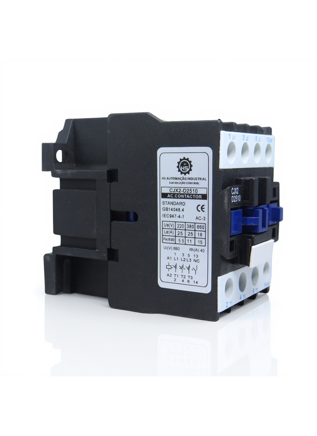 Contator Tripolar CJX2 2510 25A 3P + 1NA 110V | HS Automação